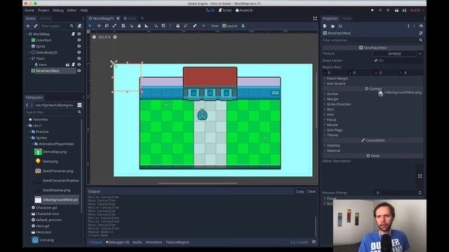 GODOT TUTORIAL: Using A NinePatchRect To Create Flexible, Reusable Backgrounds