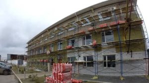 Монтаж вентилируемого фасада из керамогранита  Таймлапс