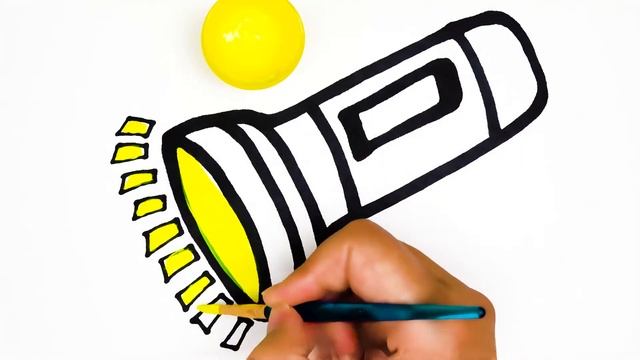 Easy drawing for children- how to draw flashlight  Легкий рисунок для детей- как нарисовать фонари