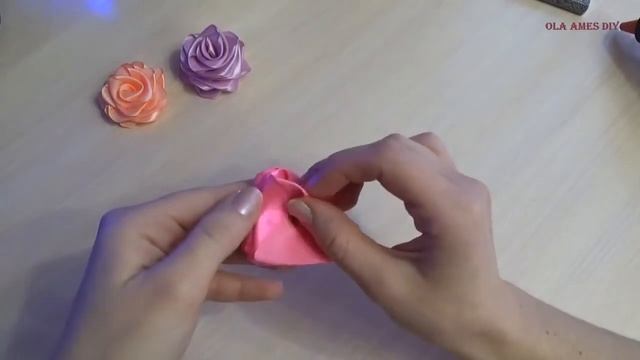Как сделать розу из атласной ленты своими руками Мастер Класс/ Satin Ribbon Rose/ Ola ameS DIY