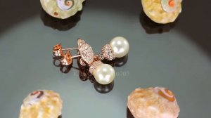 Шикарные серьги с жемчугом и кристаллами Swarovski, покрытые золотом