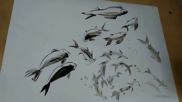 Китайская живопись. Рисуем рыбок - 3 смотреть онлайн