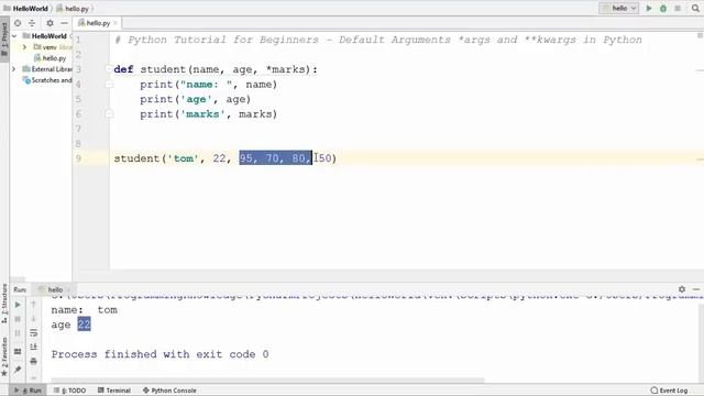 Python Tutorial for Beginners 22 - Default Arguments, *args and **kwargs (Variable-length Arguments