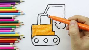 Раскраска для детей ЭКСКАВАТОР|Мультик раскраска|Обучение цвета|Нарисуй и разукрась