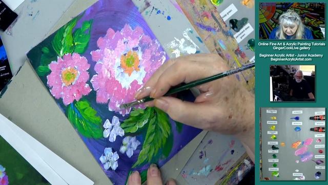 How to Paint a Lantana Flower Garden in  Acrylics with Ginger Cook