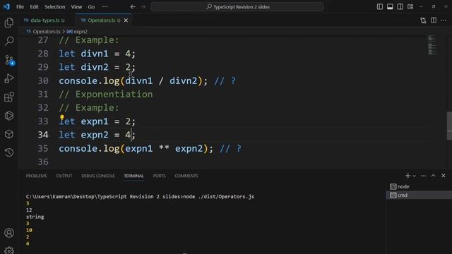 TypeScript basics Revision 4: Operators - Arithmetic operators