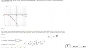На рисунке  1  представлен график зависимости координаты  x