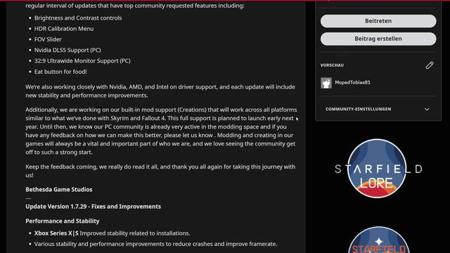 Starfield Update 1 ist da! Infos zu: DLSS, Mods offiziell, FOV, HDR | Starfield Deutsch Patch смотреть онлайн