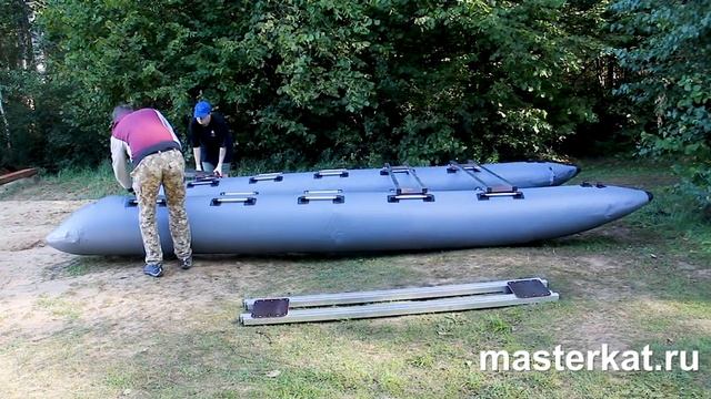 Надувной катамаран Мастеркат ЛК53-50-200 Лайт. С жесткой палубой под мотор до 10 л.с.