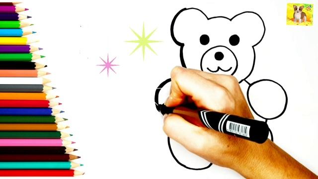 Рисунок раскраска для малышей Мишка.Как рисовать Мишку. #рисунок#мишка# смотреть онлайн