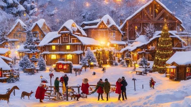 Cozy Christmas Village Ambience ? Relaxing Christmas Music Ambience, Soft Snowfall, Bells, Classics