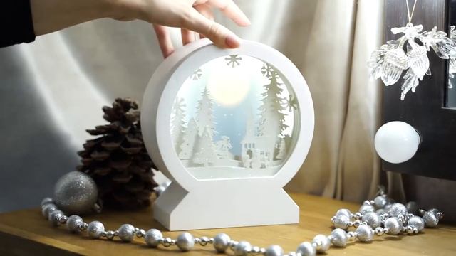 Новогоднее украшение для дома, картина в рамке с дедом морозом и оленями, новогодняя диорама смотреть онлайн