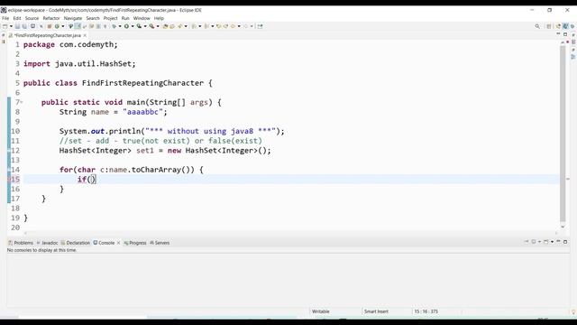 Find First Repetitive Character from String Using Java8 | Infosys/TCS Java Interview Questions