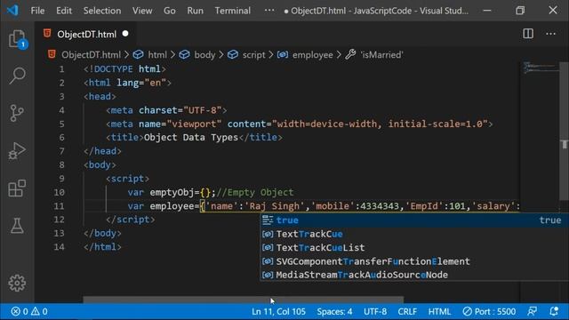 #23 Object Data Type in JavaScript | JavaScript Tutorial in Hindi