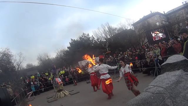 Файер-шоу на Масленицу 2016 в Запорожье