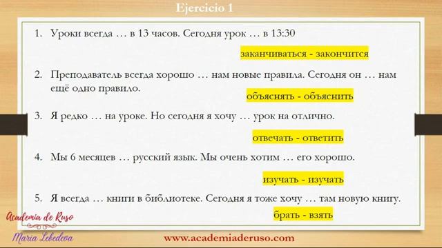 El aspecto verbal en ruso. Aprendiendo la gramática rusa. смотреть онлайн