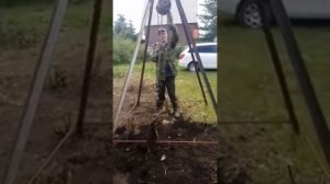 Выкорчевка корней вишни, дикой сливы с помощью тали