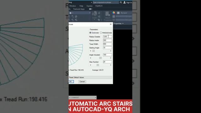 Automatic arc stairs in AutoCad || Yq arch powerful plugin #autocad #autocadtutorial #yqarch #short