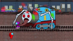 Among Us VS Thomas the train exe part 1 - 어몽어스 VS 좀비 애니메이션 - Peanut Among us Zombie Animation
