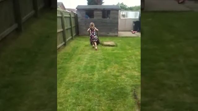 Madison Cooney 6yr old cutting grass