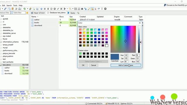 Tutorial HeidiSQL with MariaDB and MySQL Part 10 Change session background color смотреть онлайн