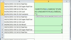 Excel Magic Trick 871: Lookup Last Line In A Cell: Formula w LEN, SUBSTITUTE, SEARCH, CHAR, MID