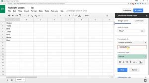 Google Sheets - Highlight Duplicate Data in a Column or Row