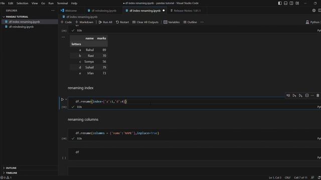 How to Rename Column Name and Index Name in Pandas DataFrame смотреть онлайн