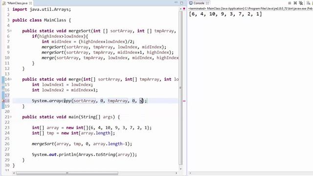 Merge Sort Code - Java Sorting Algorithms for Newbs 7