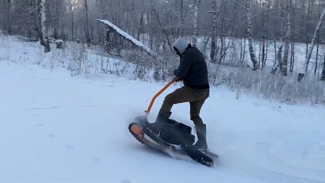 Мотосноуборд Sibmaster. На видео моя первая пробная поездка.