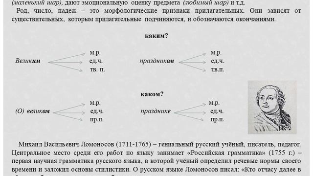 Имя прилагательное. М В Ломоносов. смотреть онлайн