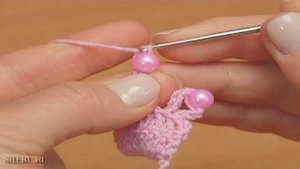 Вяжем крючком с бусинами. Пико или обвязка Урок 42 часть 25