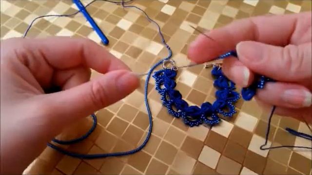 Колье, фриволите иглой. Frivolité, tatting, needle tatting ЧАСТЬ 1