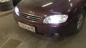 Kia Spectra линзы Morimoto mini H1 установка билинз.