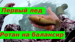 Рыбалка на ротана с балансиром  . Первый лед 2021-2022 гг...mp4