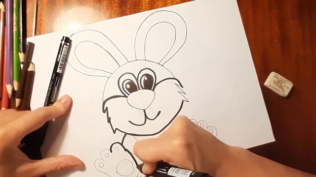 Рисуем симпатичного, мультяшного зайчика по шагам