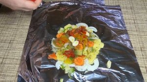 Рыба с овощами запеченная в фольге