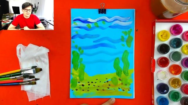 Как нарисовать РАКА красками - урок рисования от РыбаКит смотреть онлайн