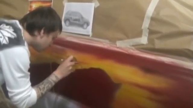 Аэрография на авто. Заказ - пантера на двери. www.newavtoart.ru смотреть онлайн