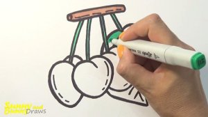 Рисунок и раскраска Черешня 🍒 - Рисунки для детей | Sunny and Bunny Draws