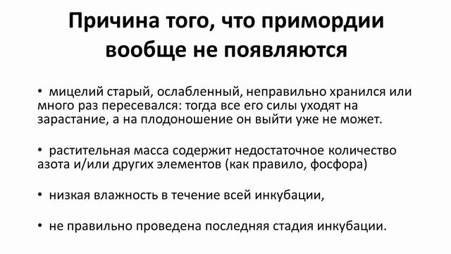 Примордии желтеют,  засыхают или гниют.