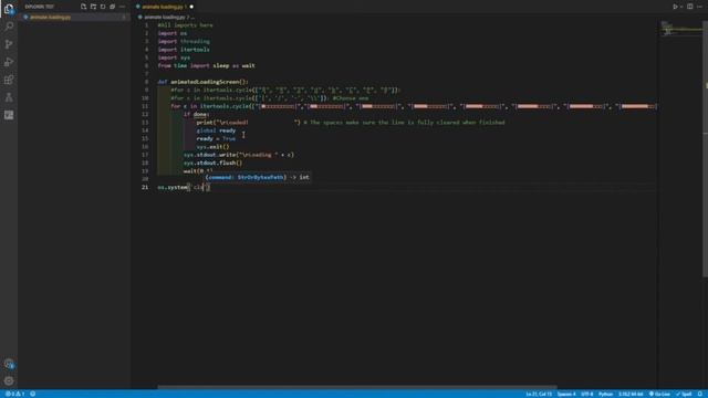 Animated python loading screen
