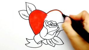 Рисунок на любой праздник | Как нарисовать красивое Сердце с розой❤️ | Рисунки Юльки для срисовки