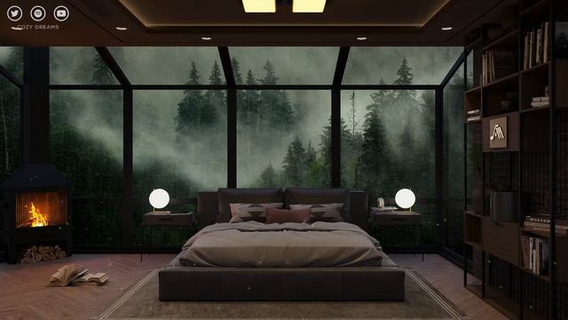 Smooth Piano Music + Rain Sound in Cozy Bedroom Ambience | Stress Relief, Sleep Music For Your Nigh смотреть онлайн