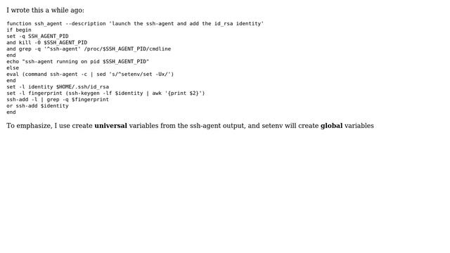 Running the output of `ssh-agent` in fish; what does `setenv` do? (3 Solutions!!) смотреть онлайн