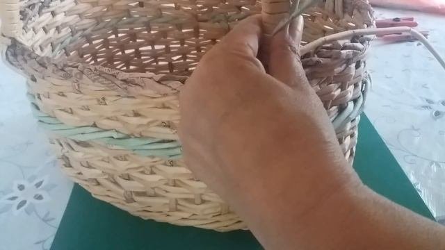 Газетное плетение. Ажурная ручка для корзинки