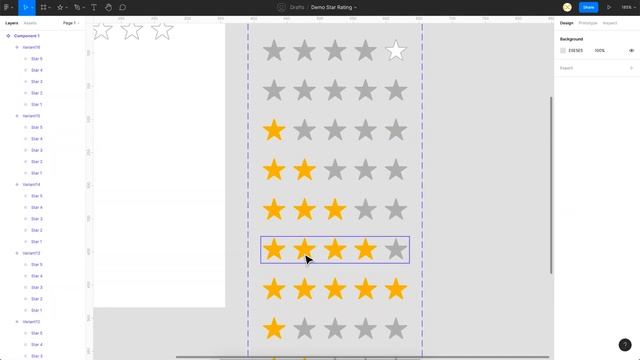 Creating an Interactive Star Rating Animation in Figma | Using Interactive Components