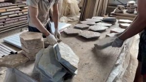 Производство тротуарной плитки бетонопаркета «Каменный цветок Элит» в цвете «Песчаник»