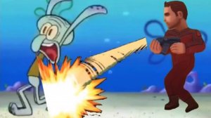 Сквидвард убегает от Читера из Hide online