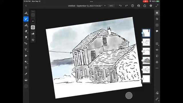 Line and Wash Watercolor Demonstration in Adobe Fresco iPad - Simple and Easy - Even for Beginners смотреть онлайн